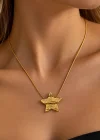 Altın Renk Yıldız Figürlü Çelik Kolye