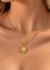 Altın Renk Yonca Figürlü Çelik Kolye