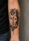 Aslan ve Gül Geçici Dövme Tattoo