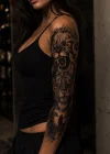 Aslan Ve Kaplan Kol Geçici Dövme Tattoo