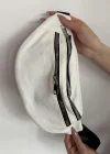 Beyaz Renk Deri Bel Çantası