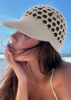 Beyaz   Renk Simli File Örgü Şapka