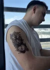 Geçici Kaplan Ve Saat Figürlü Dövme Tattoo
