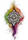 Geçici Pusula Figürlü Dövme Tattoo