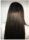 Gri Renk Simli Yan Postiş Hair Tinsel Shiny Hair (50 Cm)
