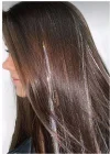Gri Renk Simli Yan Postiş Hair Tinsel Shiny Hair (50 Cm)