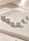 Gümüş Renk 6lı Taşlı Küpe Set