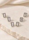 Gümüş Renk 6lı Taşlı Küpe Set