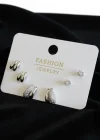 Gümüş Renk 6lı Taşlı Küpe Set