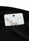 Gümüş Renk 6lı Taşlı Küpe Set