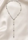 Gümüş Renk Boncuk Detaylı Çelik Y Kolye