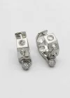 Gümüş Renk Charm Detaylı TX Halka Küpe (Çift)