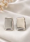Gümüş Renk Dikdörtgen Çelik Küpe (Çift)