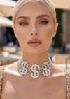 Gümüş Renk Dolar Figürlü Choker Kolye