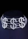 Gümüş Renk Dolar Figürlü Choker Kolye