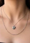 Gümüş Renk Kalp Figürlü  Çelik Kolye