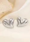 Gümüş Renk Kalp Figürlü Çelik Küpe (Çift)