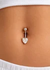 Gümüş Renk Kalp Figürlü Cerrahi Çelik Göbek Piercing