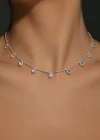 Gümüş Renk Kalp Figürlü Choker Kolye