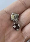 Gümüş Renk Kalp Figürlü Taş Detaylı Çelik Nomination Charm (Tek)