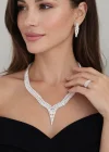 Gümüş Renk Taş Detaylı 4lü Abiye Set