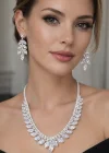 Gümüş Renk Taş Detaylı Abiye Set