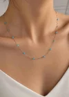Gümüş Renk Taş Detaylı Çelik Kolye