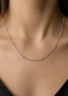 Gümüş Renk Taş Detaylı Kolye