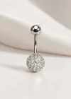 Gümüş Renk Taşlı Cerrahi Çelik Göbek Piercing