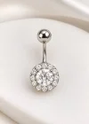 Gümüş Renk Taşlı Cerrahi Çelik Göbek Piercing
