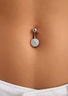 Gümüş Renk Taşlı Cerrahi Çelik Göbek Piercing