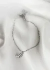 Gümüş Renk Yaprak Figürlü Çelik Halhal