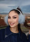 Gümüş Ve Mavi Renk Simli Peluş Kulaklık