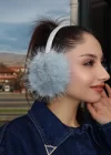 Gümüş Ve Mavi Renk Simli Peluş Kulaklık