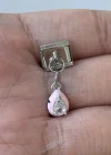 Gümüş Ve Pembe Renk Taş Detaylı Çelik Nomination Charm (Tek)