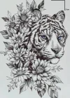 Kaplan Ve Çiçek Figürlü Geçici Dövme Tattoo