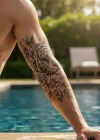 Kaplan Ve Çiçek Figürlü Geçici Dövme Tattoo