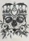 Geçici Kuru Kafa Figürlü Dövme Tattoo