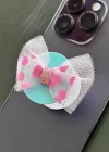Mavi Ve Pembe Renk Kurdele Figürlü 3D Telefon Tutacağı