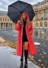 Nar Çiçeği Renk Kapüşonlu Unisex Yetişkin Yağmurluk