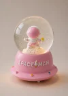 Pembe Renk Astronot Figürlü Işıklı Küçük  Kar Küresi