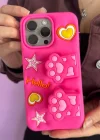 Pembe Renk Pati Figürlü 14 Pro Max Telefon Kılıfı