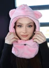 Pembe Renk Peluş Bere Şapka