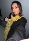 Sarı Renk Örgü Detaylı Şal