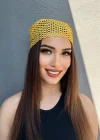 Sarı Renk Simli Fular