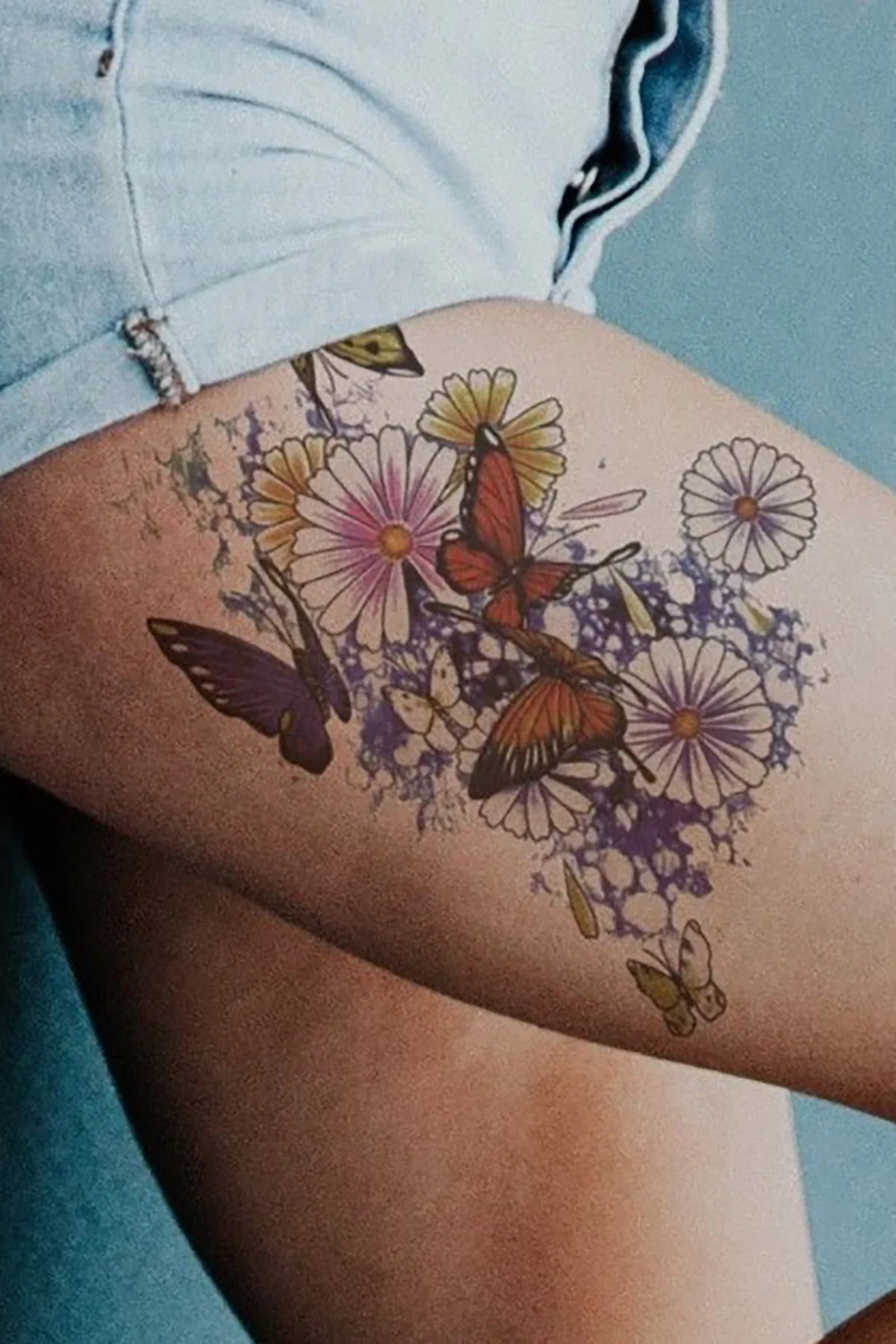 Geçici Çiçek Ve Kelebek Figürlü Dövme Tattoo