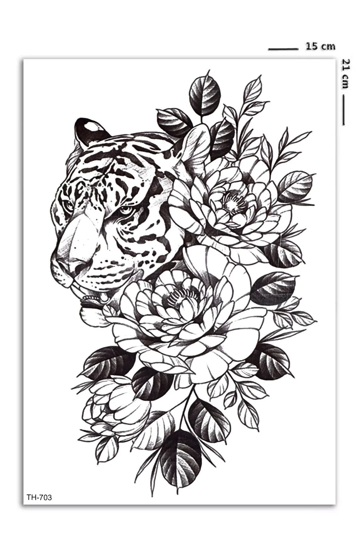 Çiçekli Kaplan Geçici Dövme Tattoo