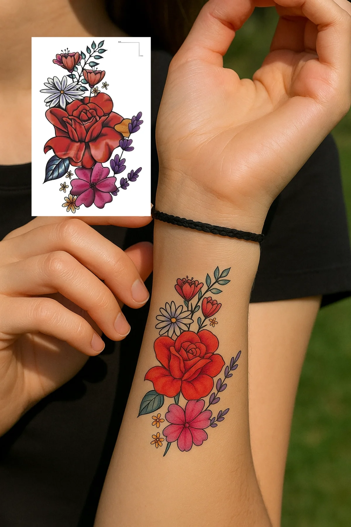 Geçici Çiçek Figürlü Mini Dövme Tattoo