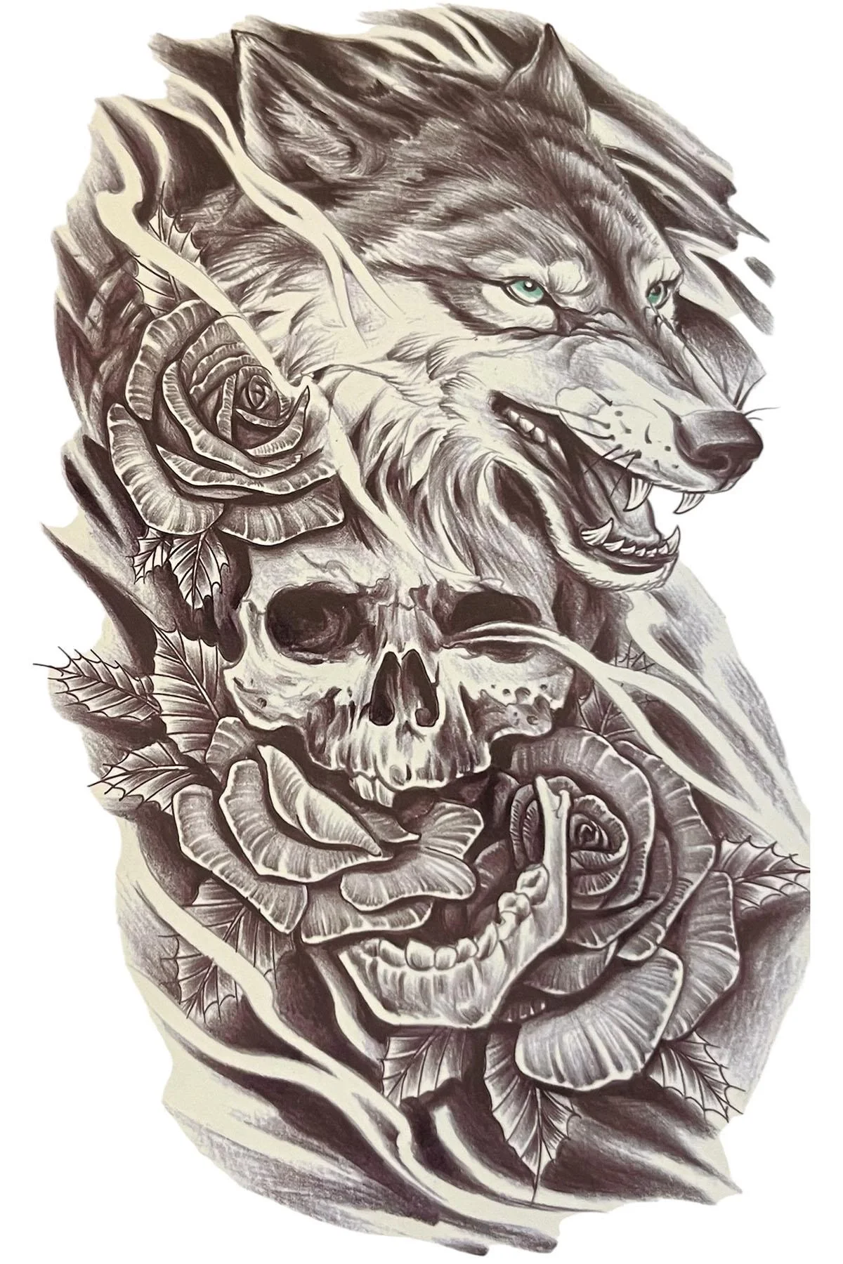 Geçici Kurt Figürlü Dövme Tattoo