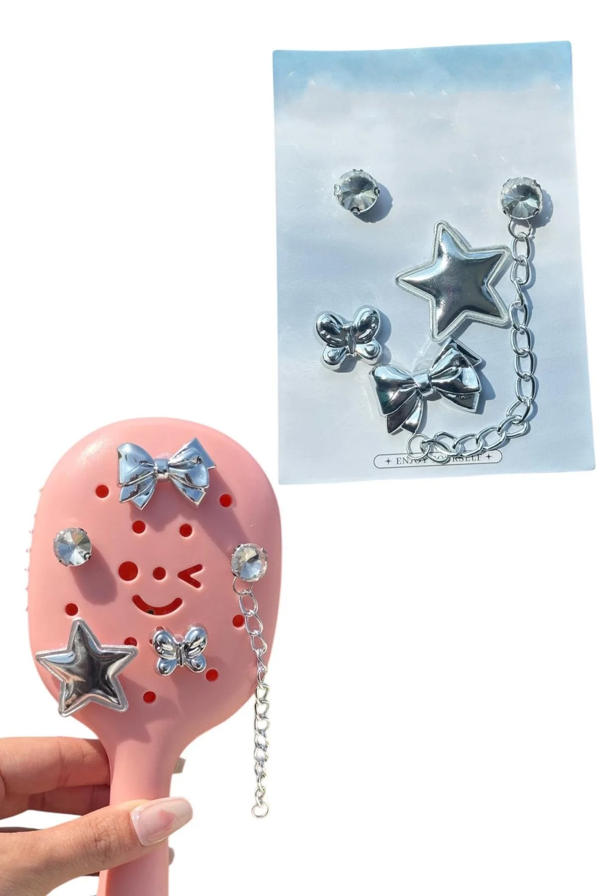 Gümüş Renk Karışık Figürlü Tarak Charm